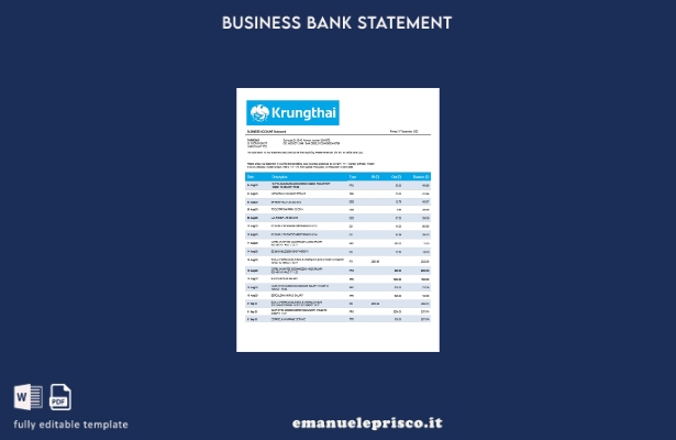 stile verificato Modello di dichiarazione organizzativa della KrungThai Bank Mod